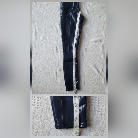 Spanx - Faux Patent Leather High Waisted Shapewear Causal Leggings- Navy - Picture 9 of 10
